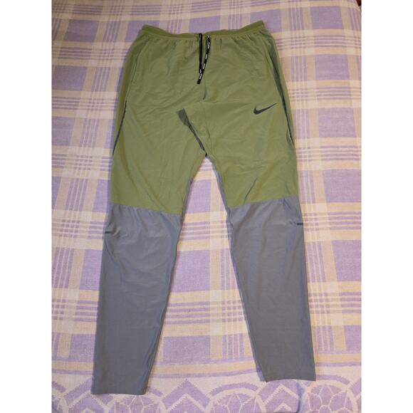 Nike Swift Mens Running Pants Green Tapered Leg Stretch Activewear Drifit Tall - Picture 1 of 15